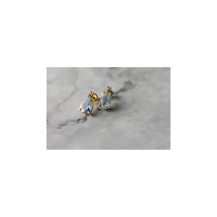 14K YELLOW GOLD TOPAZ & DIAMOND EARRINGS