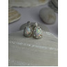 925 Sterling Silver Opal & Beryl Stud Earrings Length 0.4 inch