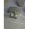 925 Sterling Silver Opal & Beryl Stud Earrings Length 0.4 inch