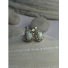 925 Sterling Silver Opal & Beryl Stud Earrings Length 0.4 inch