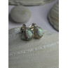 925 Sterling Silver Opal & Beryl Stud Earrings Length 0.4 inch