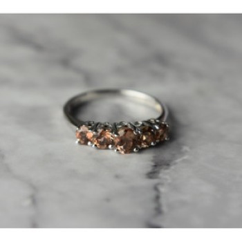 925 Sterling Silver Hessonite Ring Size 8