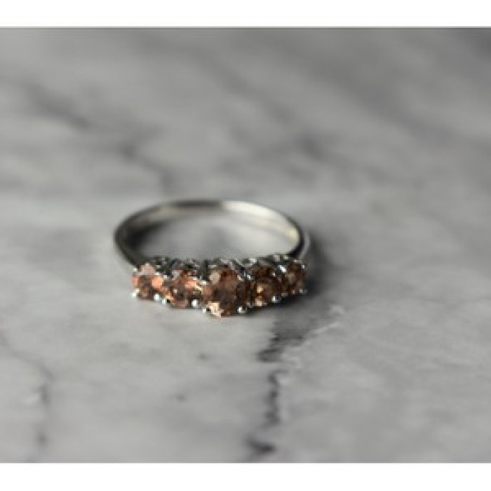 925 Sterling Silver Hessonite Ring Size 8
