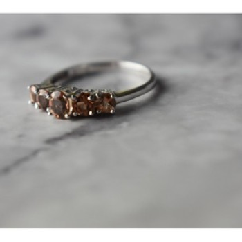 925 Sterling Silver Hessonite Ring Size 8
