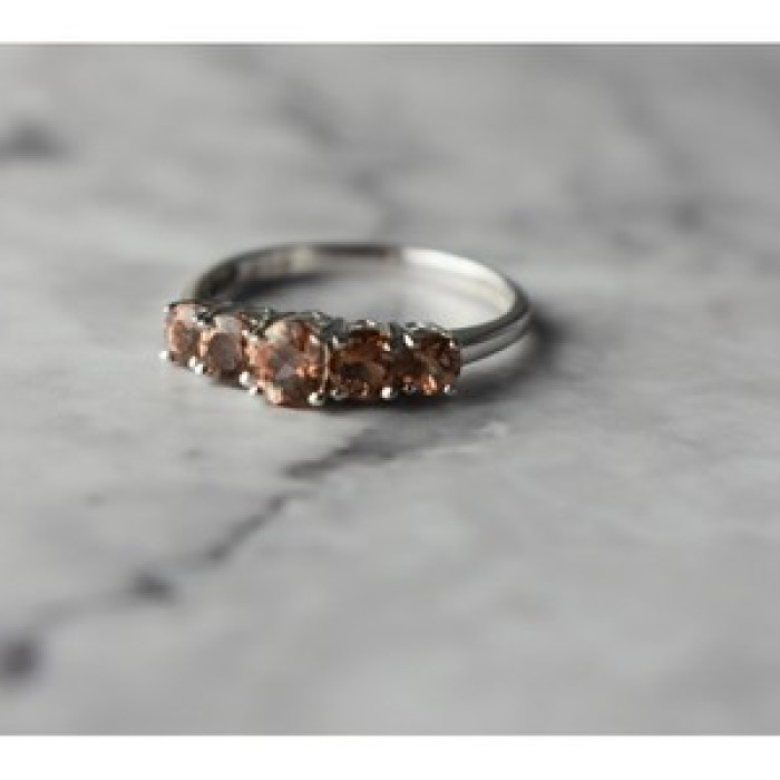 925 Sterling Silver Hessonite Ring Size 8
