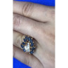925 Sterling Silver Gold Plated Sapphire & CZ Ring Size 7