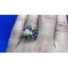 925 Sterling Silver Gold Plated Sapphire & CZ Ring Size 7