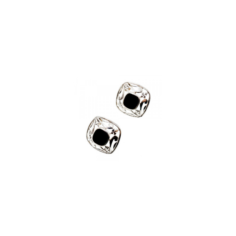 925 STERLING SILVER BLACK NEPHRITE STUD EARRINGS