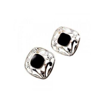 925 STERLING SILVER BLACK NEPHRITE STUD EARRINGS