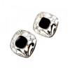 925 Sterling Silver Black Nephrite Stud Earrings