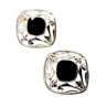 925 Sterling Silver Black Nephrite Stud Earrings