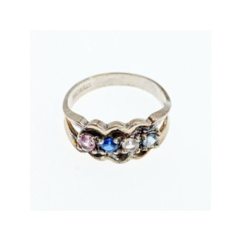 925 Sterling Silver Multi Gemstones Ring Size 8