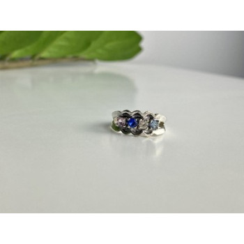 925 Sterling Silver Multi Gemstones Ring Size 8