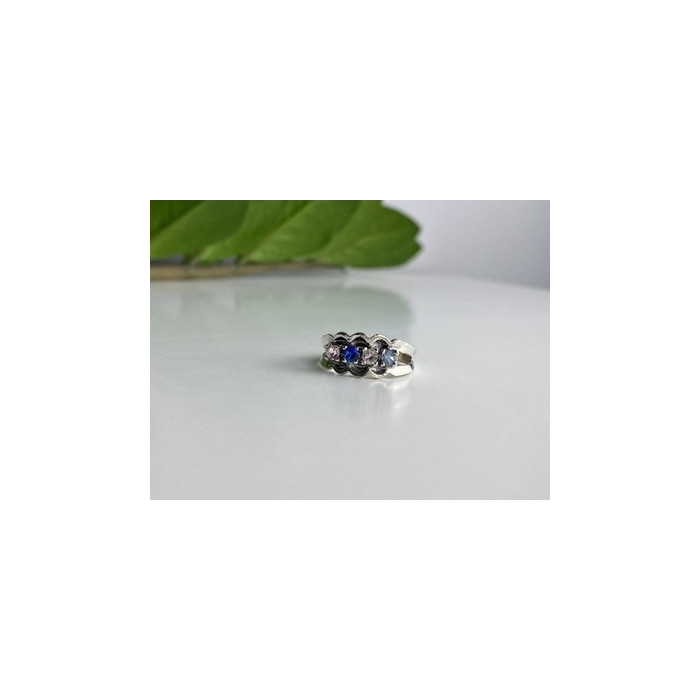 925 Sterling Silver Multi Gemstones Ring Size 8