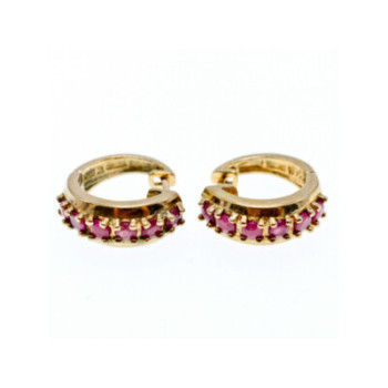 925 STERLING SILVER GOLD PLATED RUBIES EARRINGS