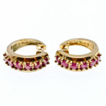 925 Sterling Silver Gold Plated Rubies Earrings