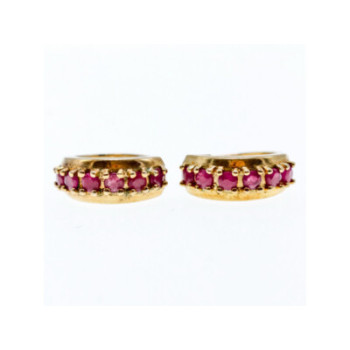 925 STERLING SILVER GOLD PLATED RUBIES EARRINGS