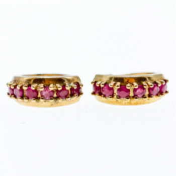 925 Sterling Silver Gold Plated Rubies Earrings