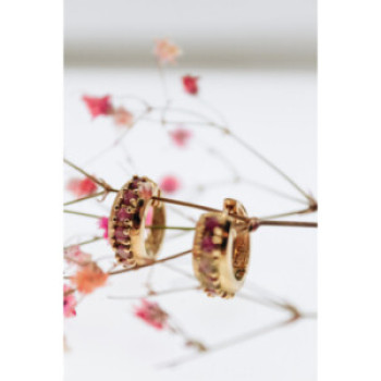 925 Sterling Silver Gold Plated Rubies Earrings