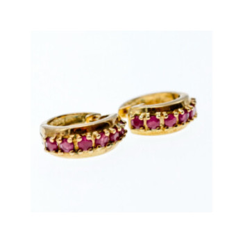 925 STERLING SILVER GOLD PLATED RUBIES EARRINGS