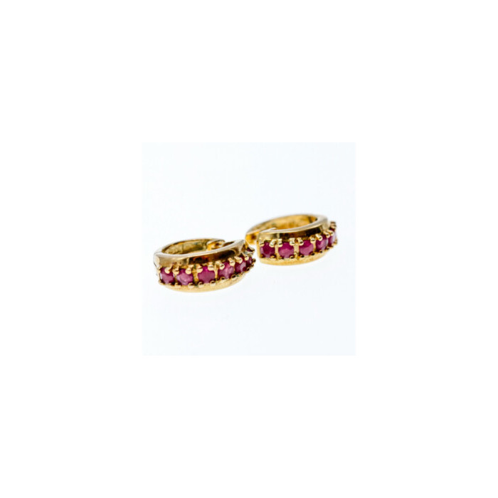 925 STERLING SILVER GOLD PLATED RUBIES EARRINGS