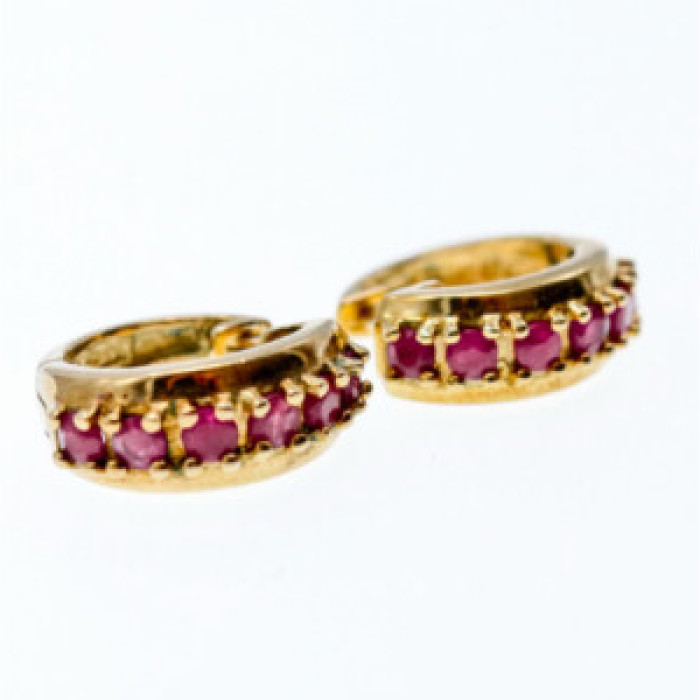 925 Sterling Silver Gold Plated Rubies Earrings