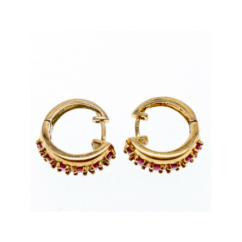 925 STERLING SILVER GOLD PLATED RUBIES EARRINGS