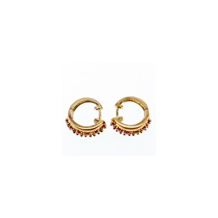 925 STERLING SILVER GOLD PLATED RUBIES EARRINGS