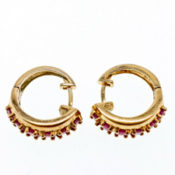 925 Sterling Silver Gold Plated Rubies Earrings