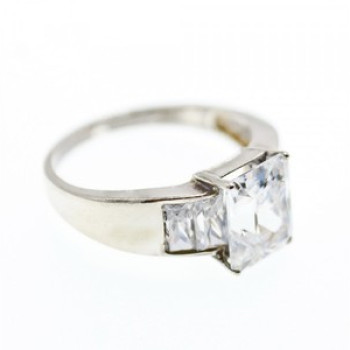 925 Sterling Silver CZ Ring Size 14