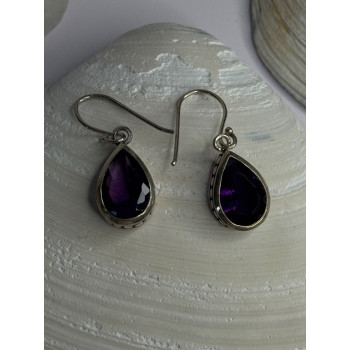 925 Sterling Silver Blue Topaz Earrings Length 0.8 inch