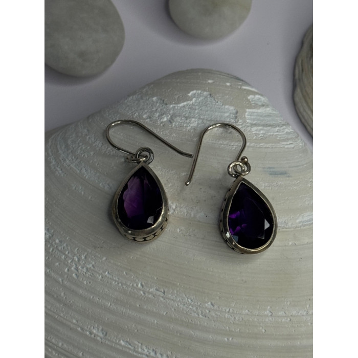 925 Sterling Silver Blue Topaz Earrings Length 0.8 inch