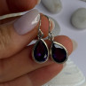 Vintage Design 925 Sterling Silver Amethyst Earrings Length 1.10 Inch