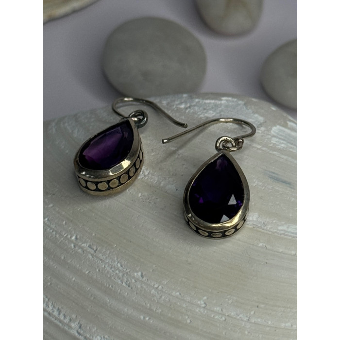 925 Sterling Silver Blue Topaz Earrings Length 0.8 inch