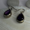 Vintage Design 925 Sterling Silver Amethyst Earrings Length 1.10 Inch