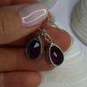 Vintage Design 925 Sterling Silver Amethyst Earrings Length 1.10 Inch