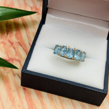 925 Sterling Silver Blue Spinel Ring Size 6.5