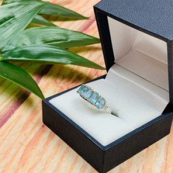 925 Sterling Silver Blue Spinel Ring Size 6.5