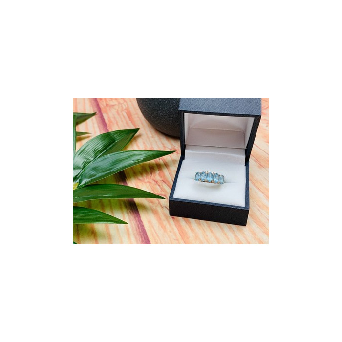 925 Sterling Silver Blue Spinel Ring Size 6.5