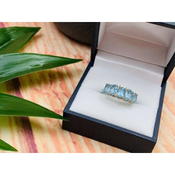 925 Sterling Silver Blue Spinel Ring Size 6.5