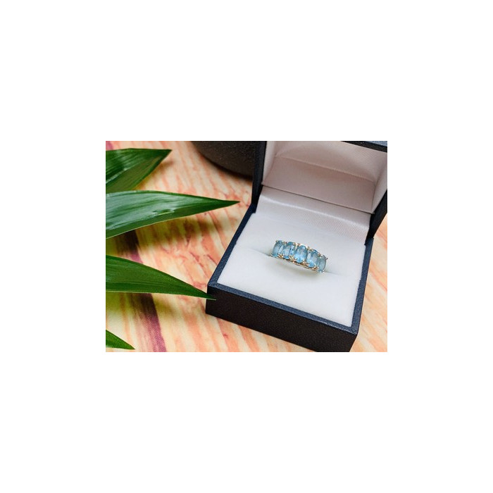 925 Sterling Silver Blue Spinel Ring Size 6.5