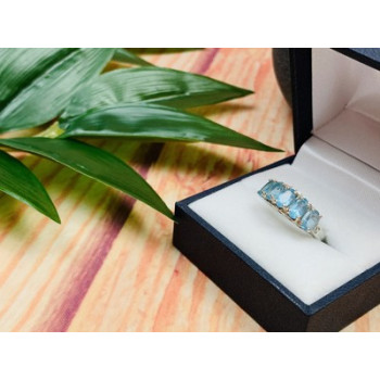 925 Sterling Silver Blue Spinel Ring Size 6.5