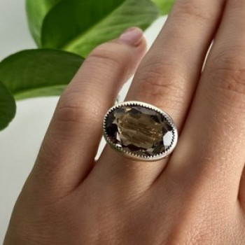 Vintage 925 Sterling Silver Hessonite Ring Size 6.5