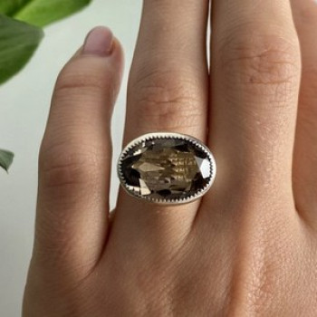 Vintage 925 Sterling Silver Hessonite Ring Size 6.5