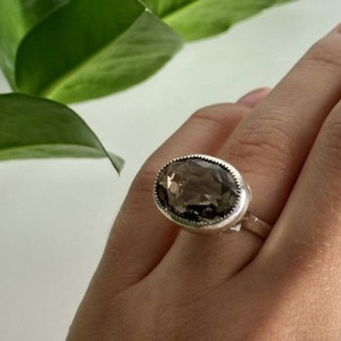 Vintage 925 Sterling Silver Hessonite Ring Size 6.5