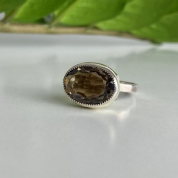Vintage 925 Sterling Silver Hessonite Ring Size 6.5