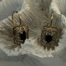 925 Sterling Silver Gold Plated Sapphire Earrings Length 0.70 Inch