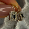 925 Sterling Silver Gold Plated Sapphire Earrings Length 0.70 Inch