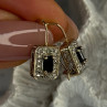 925 Sterling Silver Gold Plated Sapphire Earrings Length 0.70 Inch