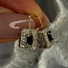 925 Sterling Silver Gold Plated Sapphire Earrings Length 0.70 Inch